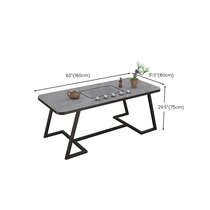 Tavolo in metallo e pietra glam in stile famiglia rettangolare tavolo da pranzo