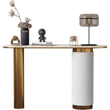 Mesa de consola de Stone Glam 31.5 pulgadas de altura Mesa de acento ovalado para el salón
