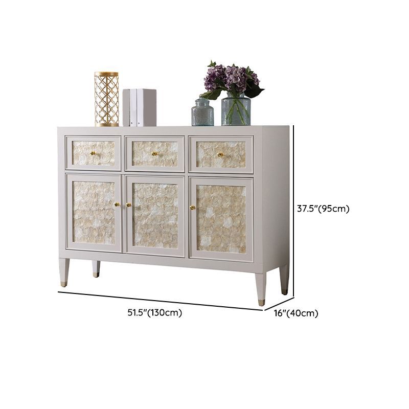 Support de buffet en bois blanc d'ingénierie armoire à bascule en or avec rangement