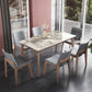 Rectangle Mid-Century Modern Dining Table Sintered Stone Table with 4 Solid Wood Legs Clearhalo ' dining_table' 'Dining Tables & Seating' 'Dining Tables' 'furn' 'furn_dining_table' 'Furniture' 'furniture_dining_table' 'Kitchen & Dining Furniture' 'kitchen&dining_furn' 'kitchen' 'kitchen_dining_table' 1200x1200_8473da9f-870a-4440-a482-86504fe755c2