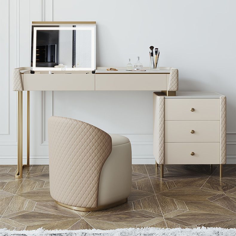 Glamstil Beige Rock Schiefer Eitelkeit mit 5 Schubladen Metallbasis