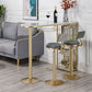 Glam Faux Marble Indoor Bar Dining Table Iron Double Pedestal Bistro Table with Shelve Clearhalo 'Bar Furniture' 'Bar Tables' 'bar_tables' 'Furniture' 'furniture_bar_tables' 'Kitchen & Dining Furniture' 'kitchen&dining_furn' 'kitchen' 1200x1200_8476fe19-006e-4d8c-80e7-092d7b8d69ce