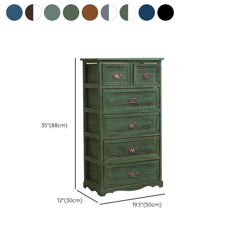 Cómoda cómoda de almacenamiento costero Cómoda de almacenamiento de madera maciza con 4/5/6 cajones