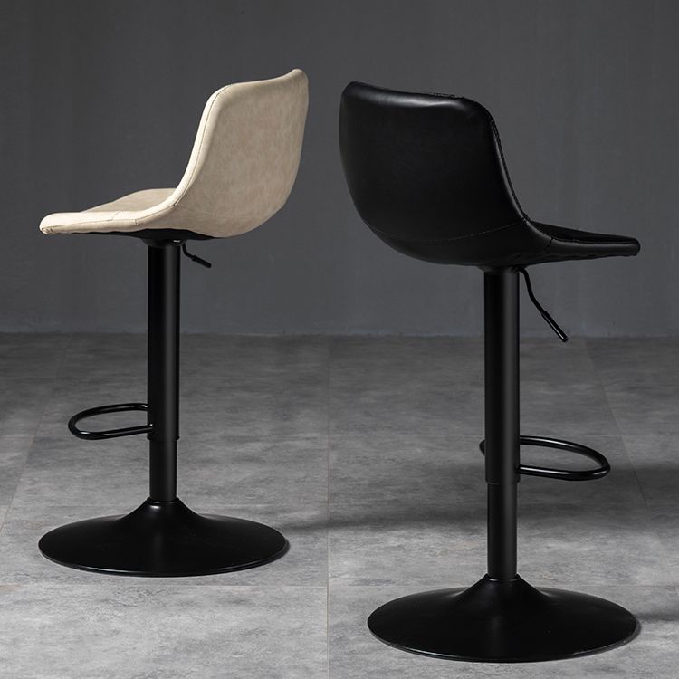 Scandinavische metalen barkrukkenleer Leer Low Back Teller Stool