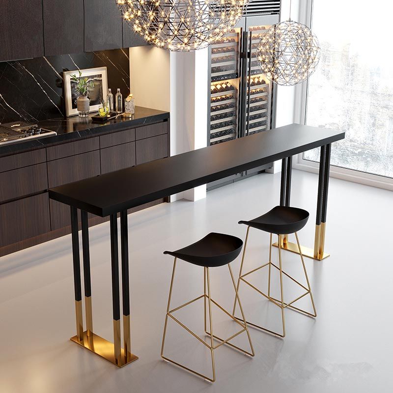 Black Metal Trestle Bistro Bar Desk Rectangle Indoor Contemporary Bar Stool Table Clearhalo 'Bar Furniture' 'Bar Tables' 'bar_tables' 'furn' 'furn_bar_tables' 'Furniture' 'furniture_bar_tables' 'Kitchen & Dining Furniture' 1200x1200_847b69d3-fd65-49a2-b7f7-5f8a1ffebb3a