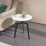 21.65 "/23.62"背の高いスチール3脚エンドテーブルモダンラウンドスレートトップサイドテーブル