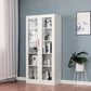 Modern Style Metal Bookshelf White Close Back Bookcase with Door for Home Office