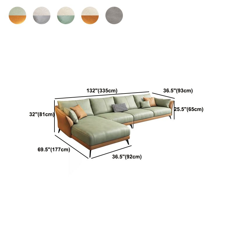 Inverted Armrest with Pillow Back Imitation Leather Sofa Bed Sponge/latex Padded Sofa