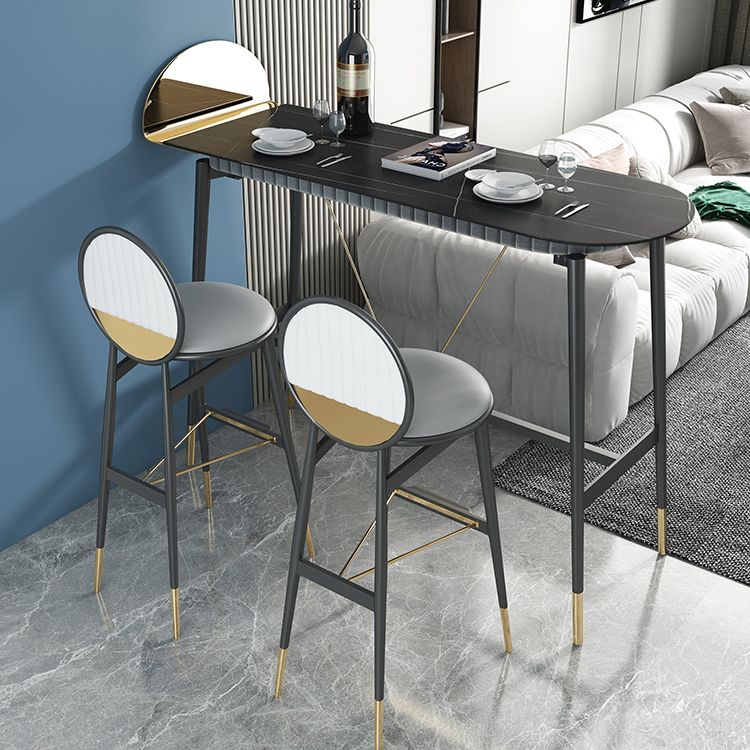 Industrial Style Iron Bar Table Faux Marble Top 41.3"H Bistro Table with Footrest Clearhalo 'Bar Furniture' 'Bar Tables' 'bar_tables' 'furn' 'furn_bar_tables' 'Furniture' 'furniture_bar_tables' 'Kitchen & Dining Furniture' 1200x1200_8480b59c-0928-4d6d-9e78-755da540f83f