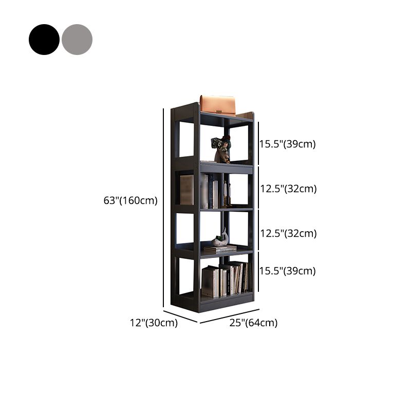 Contemporary Vertical Etagere Bookshelf Gray and Black Rubber Wood Bookshelf Clearhalo 'Bookcases' 'furn' 'furn_bookcases' 'Furniture' 'furniture_bookcases' 'kitchen' 'kitchen_bookcases' 'Living Room Furniture' 'Office Furniture' 1200x1200_8480d988-d4dd-4733-aa94-7d353462c766