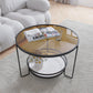 Round Cocktail Table Glass Top Single Coffee Table with Shelf Clearhalo 'Coffee & Accent Tables' 'Coffee Tables' 'coffee_tables' 'furn' 'furn_coffee_tables' 'Furniture' 'Living Room Furniture' 1200x1200_84827e1b-f8cf-4c85-9d29-8372d2abf8e4