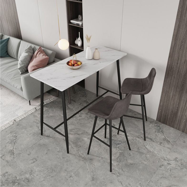 Modern Marble Table with Rectangle Table Top Black Trestle Table - 41.3" H Clearhalo 'Bar Furniture' 'Bar Tables' 'bar_tables' 'furn' 'furn_bar_tables' 'Furniture' 'furniture_bar_tables' 'Kitchen & Dining Furniture' 1200x1200_84854ad9-0bb9-4549-8622-11f75f3b008c