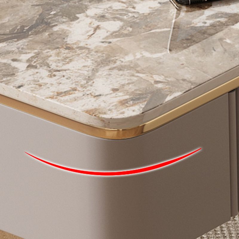 Rettangolo di top scinione da ufficio in pietra rettangolare scrivania in stile glam per ufficio