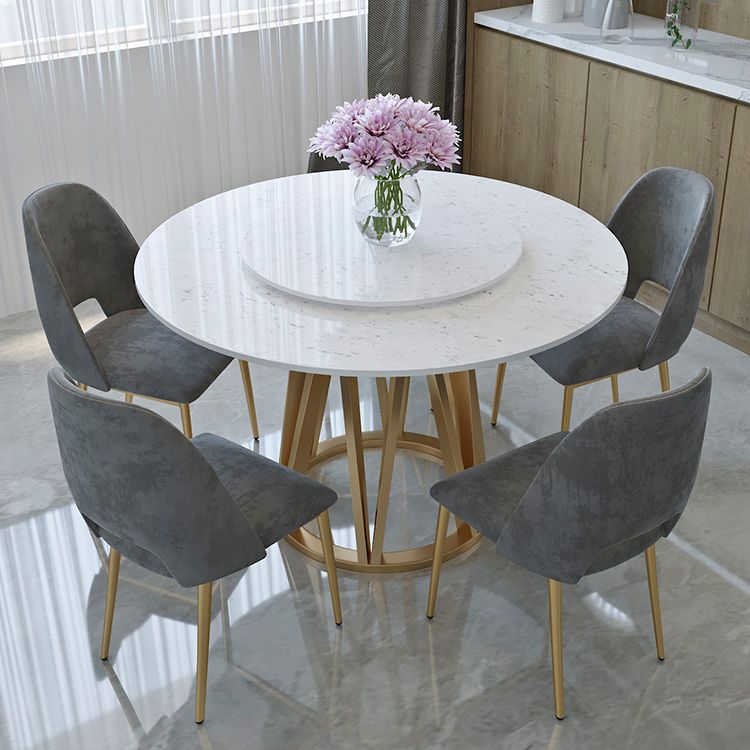 Glam 1/2/6/7 Pieces Dining Set Round Stone Dining Table for Dining Room Clearhalo 'Dining Room Sets' 'Dining Tables & Seating' 'dining_room_set' 'furn' 'furn_dining_room_set' 'Furniture' 'furniture_dining_room_set' 'Kitchen & Dining Furniture' 1200x1200_8486640d-19f0-4217-9d0e-d2dc382dd412