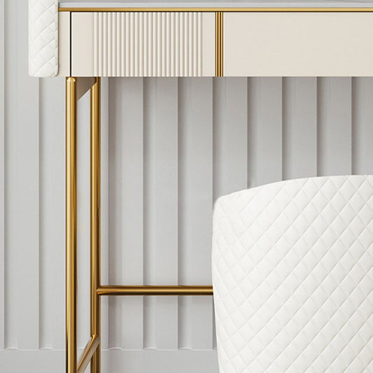 Glam Slate Top Eitelkeit Schminktisch Beige Holz Make -up Eitelkeitstisch