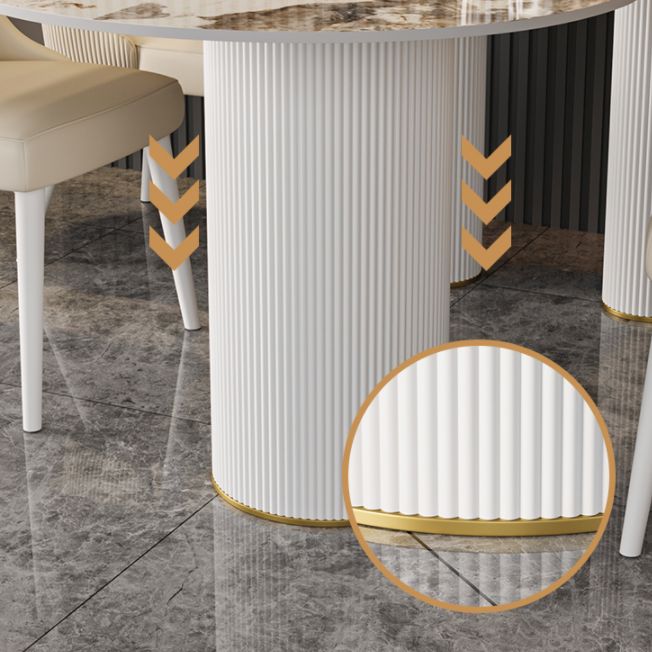 Mesa de comedor de doble pedestal contemporáneo muebles de comedor de piedra