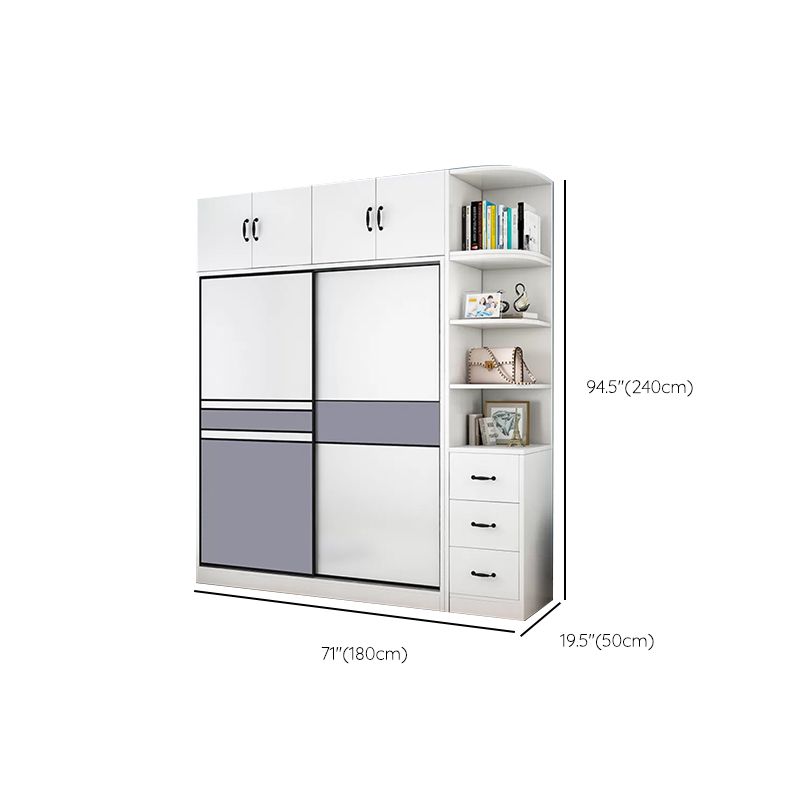 Freestanding Wood Frame Wardrobe Armoire Sliding Soft Close Doors Wardrobe Clearhalo 'Armoires & Wardrobes' 'armoires_wardrobes' 'Bedroom Furniture' 'furn' 'furn_armoires_wardrobes' 'Furniture' 1200x1200_848a8a7a-2ac1-4f31-819e-5f0aaa9d4197