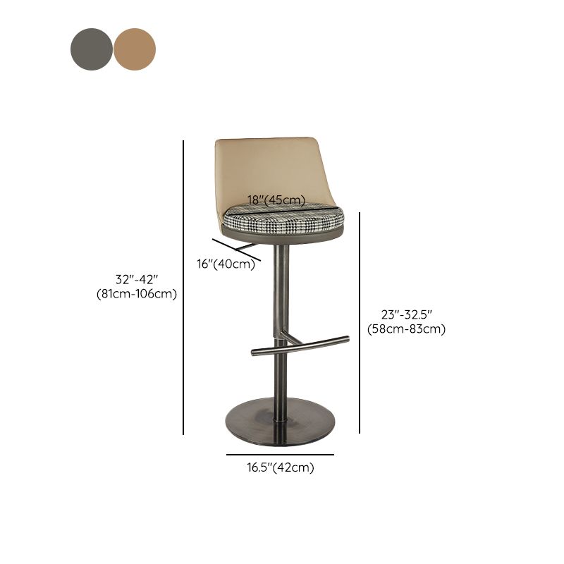 Modern Style Counter Stool Pu Leather Adjustable Height Bar Stool with Footrest Clearhalo 'Bar Furniture' 'Bar Stools' 'bar_stools' 'furn' 'furn_bar_stools' 'Furniture' 'Kitchen & Dining Furniture' 1200x1200_848bd3f5-76b9-4f2b-b7e2-6478a99a5b01
