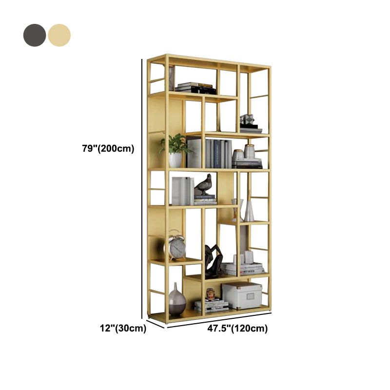 リビングルームのためのモダンメタルブックケースオープンシェルフ本棚79 "H x 12" w