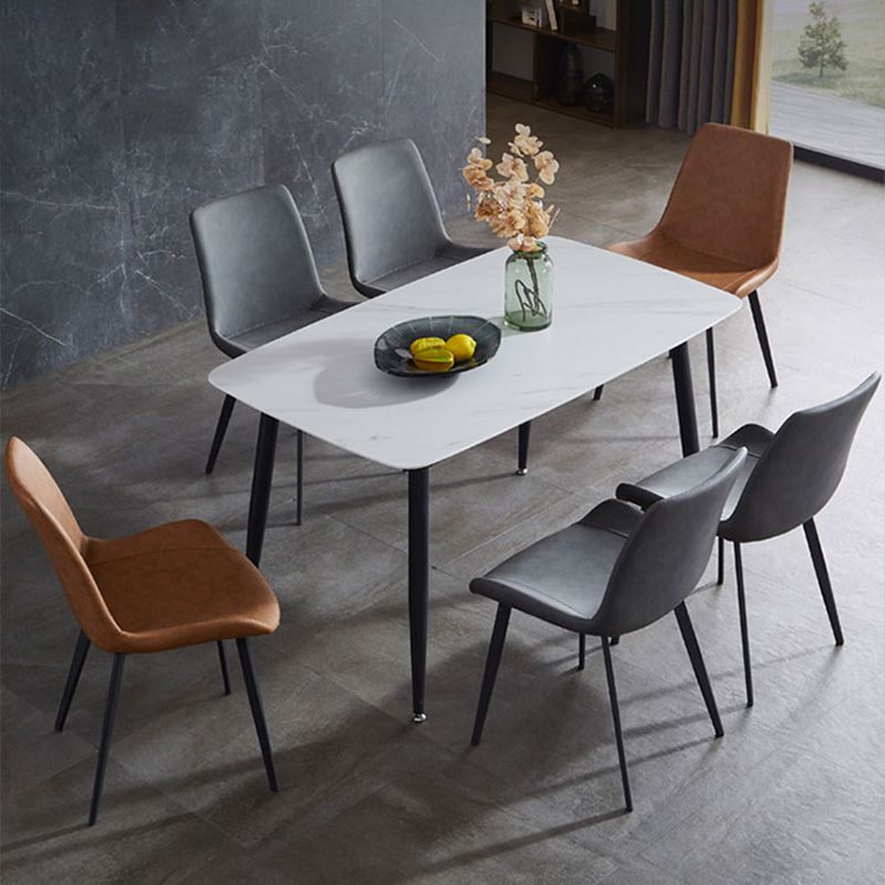 Modern Style Dining Chair Dining Armless Side Chair with Metal Legs for Kitchen