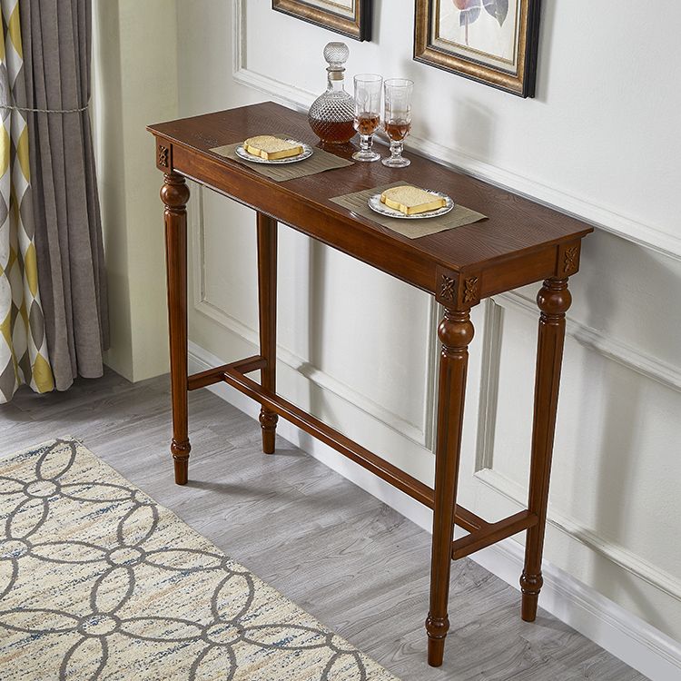 Brown Solid Wood Cocktail Bar Table Rectangle Footrest Indoor Bar/Dinette Table Clearhalo 'Bar Furniture' 'Bar Tables' 'bar_tables' 'furn' 'furn_bar_tables' 'Furniture' 'furniture_bar_tables' 'Kitchen & Dining Furniture' 'kitchen&dining_furn' 'kitchen' 1200x1200_849081df-917d-4aae-8a10-19d12caa3338