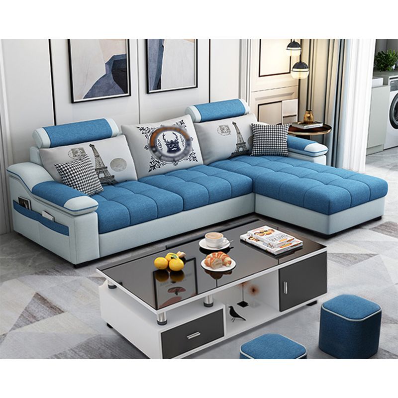 82.5"L Sloped Arm Sectional Cushion Back Sofa with Ottoman Included Clearhalo 'furn' 'furn_sectionals' 'Furniture' 'furniture_sectionals' 'Living Room Furniture' 'Sectionals' 1200x1200_849323c4-ecfe-4384-a47b-60fac82ee53f