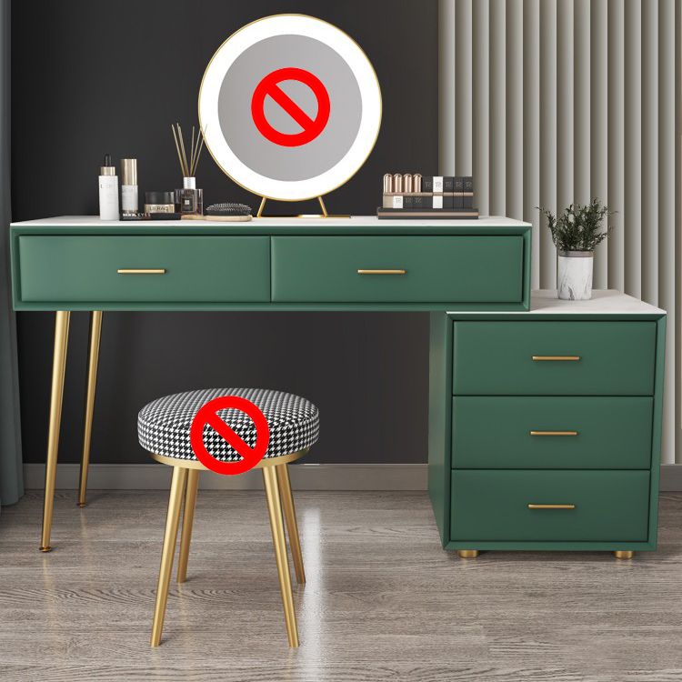 Genuine Leather Vanity Set 5 Storage Drawers Dressing Table with Padded Stool Clearhalo 'Bedroom Furniture' 'furn' 'furn_makeup_vanities' 'Furniture' 'Makeup Vanities' 'makeup_vanities' 1200x1200_84944846-e408-4b44-a2bb-02e3cff13d7e