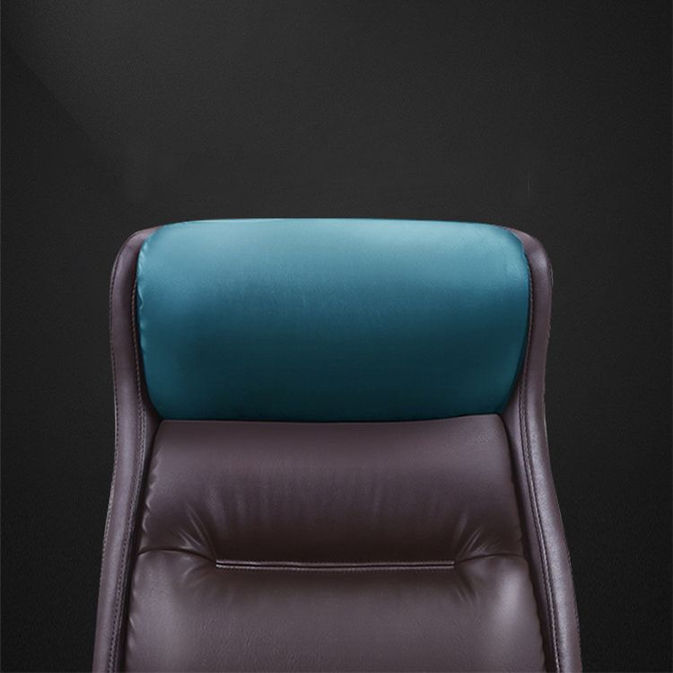 Chaise de gestionnaires à mécanisme d'inclinaison marron, avec appui-tête, chaise de bureau rembourrée pivotante