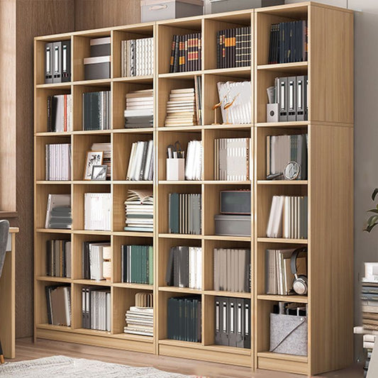 Closed Back Scandinavian Bookcase Engineered Wood Standard Bookshelf
