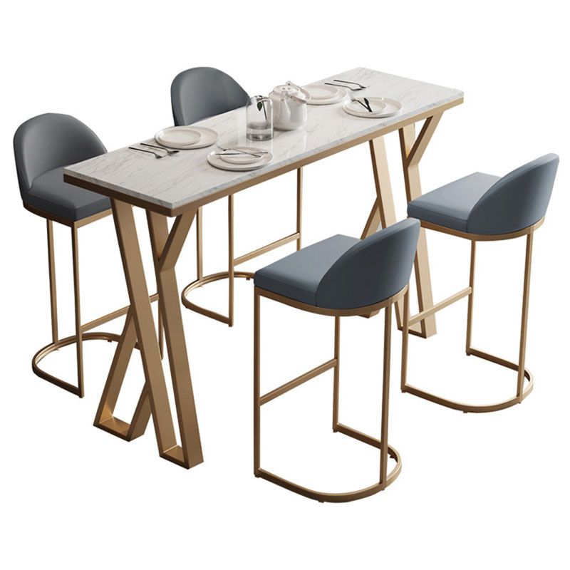 Tavolo da tavolo da barra di marmo artificiale rettangolare tavolo da bistrot lussuoso con doppio piedistallo