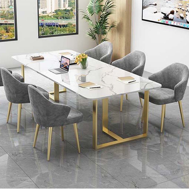 Rectangular Shape Contemporary Office Desk Stone Task Desk with 2-Legs in White Clearhalo 'furn' 'furn_office_desk' 'Furniture' 'Office Desks' 'Office Furniture' 'office_desk' 1200x1200_849867f8-fec1-4fe7-bbe6-bb31746aec99