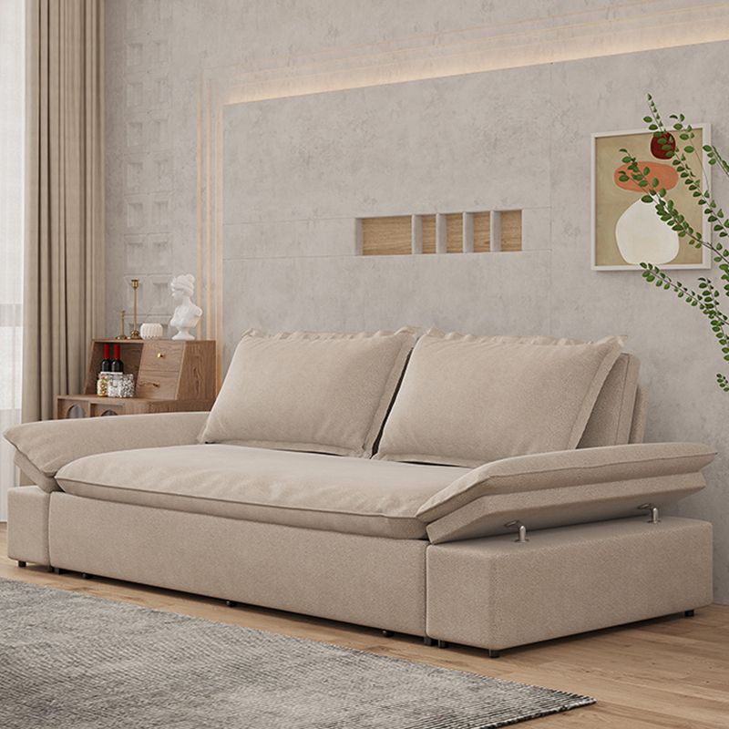 Sofá para dormir de cuero de color beige 32.28 "Cama de sofá ancho con colchón desmontable
