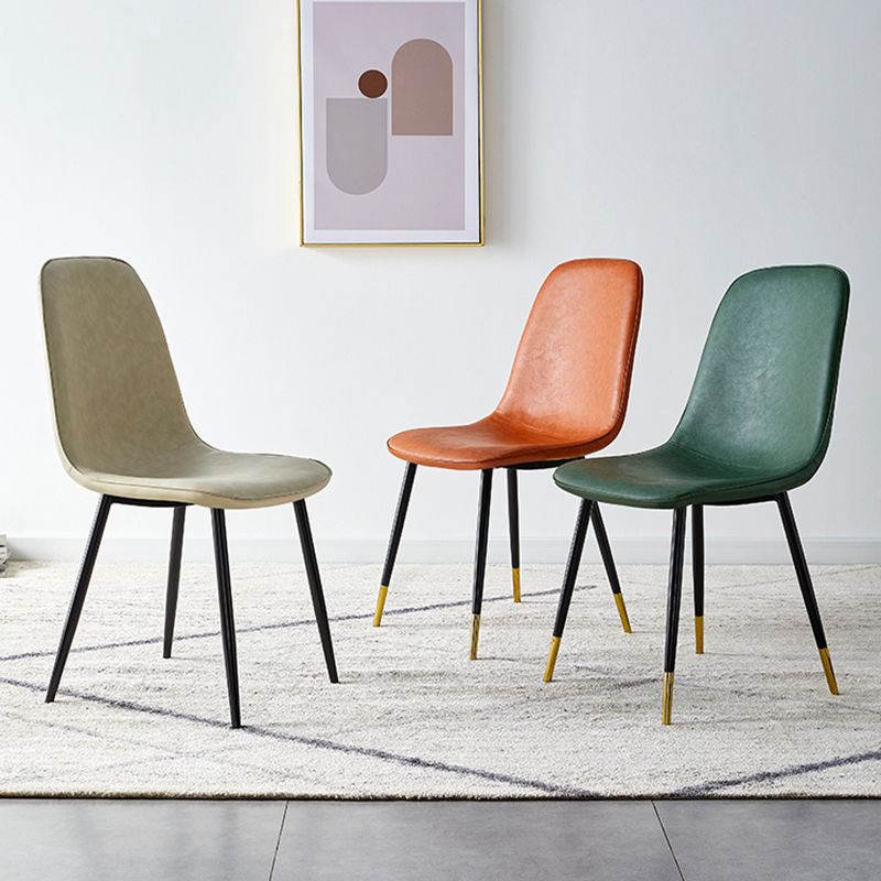Scandinavian Home Side Chair Metal Solid Back Upholstered Dining Room Chair Clearhalo ' kitchen&dining_furn' 'Dining Chairs' 'Dining Tables & Seating' 'dining_chair' 'furn' 'furn_dining_chair' 'Furniture' 'furniture_dining_chair' 'Kitchen & Dining Furniture' 'kitchen' 1200x1200_84998117-2eb6-4ac8-b652-bb3ef226ca4a
