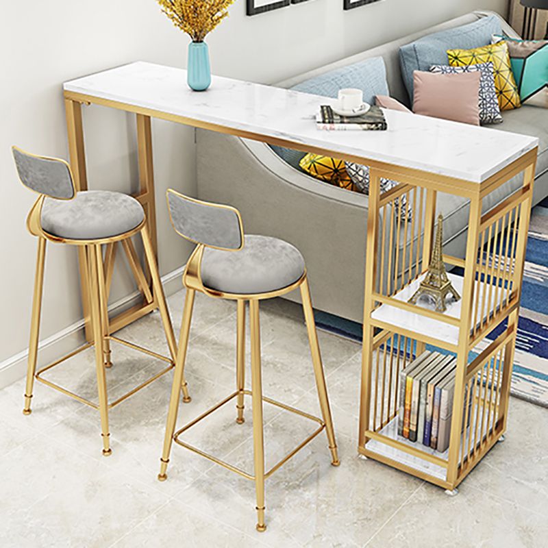 Marble Indoor Bistro Bar Table Storage Fixed Table Counter Wine Table with Storage Clearhalo 'Bar Furniture' 'Bar Tables' 'bar_tables' 'furn' 'furn_bar_tables' 'Furniture' 'furniture_bar_tables' 'Kitchen & Dining Furniture' 1200x1200_849b6494-896f-4a5d-b11e-e746fe21cd56