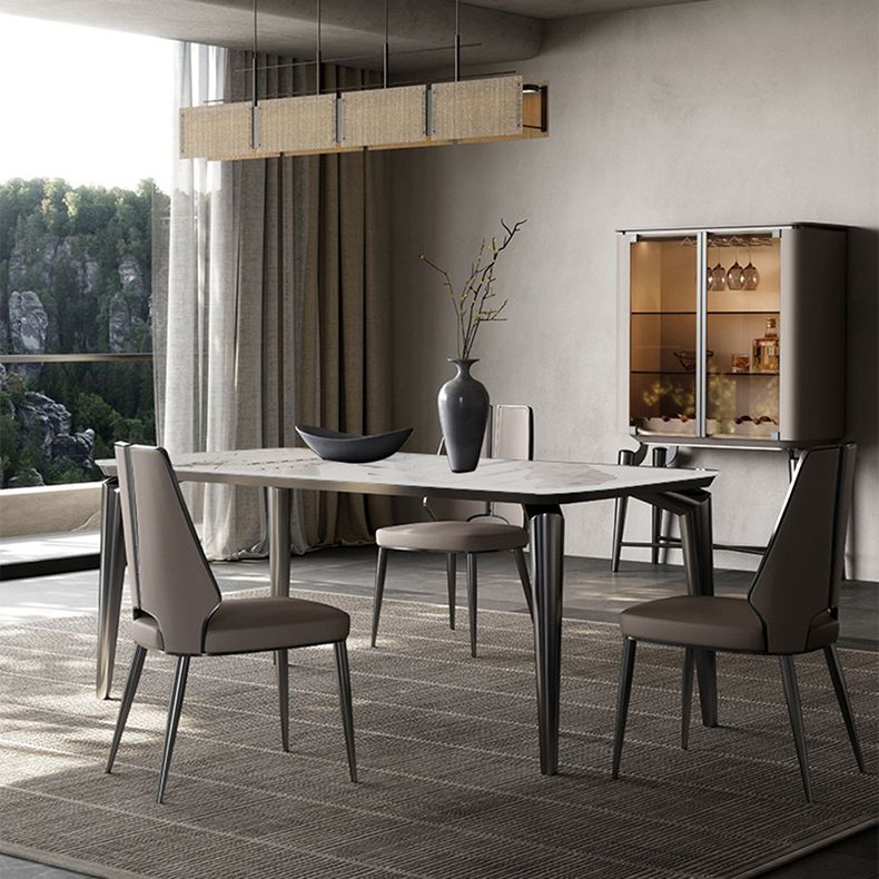 Designer Style Sintered Stone Dining Set Rectangle 1/3/4/6 Pieces Dining Room Table Set Clearhalo 'Dining Room Sets' 'Dining Tables & Seating' 'dining_room_set' 'furn' 'furn_dining_room_set' 'Furniture' 'Kitchen & Dining Furniture' 1200x1200_849b8aa2-d511-4e5f-b318-36530f52083e