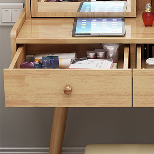 Scandinavian Dressing Table with Mirror and Drawer Solid Wood