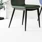 Industrial Wing Back Side Chair Leather Armless Dining Chair with Metal Base