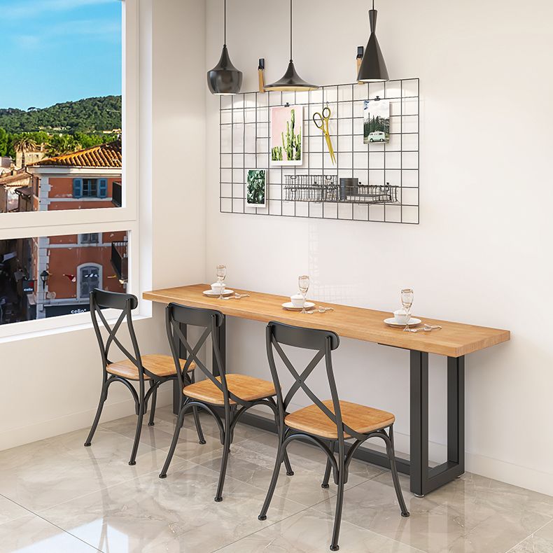 Industrial Trestle Base Dining Table Metal and Wood Dining Table Clearhalo 'Dining Tables & Seating' 'Dining Tables' 'dining_table' 'furn' 'furn_dining_table' 'Furniture' 'Kitchen & Dining Furniture' 1200x1200_849f5d52-2cf8-4e0d-b4a3-50054fd06242