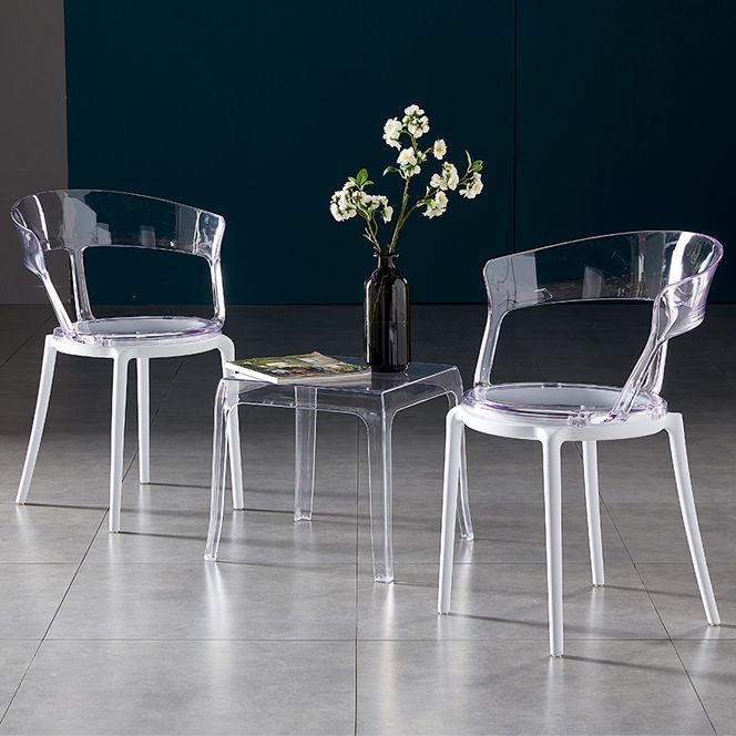 Contemporary Plastic Restaurant Side Chair Clear Open Back Dining Chair Clearhalo ' kitchen&dining_furn' 'Dining Chairs' 'Dining Tables & Seating' 'dining_chair' 'furn' 'furn_dining_chair' 'Furniture' 'furniture_dining_chair' 'Kitchen & Dining Furniture' 'kitchen' 1200x1200_84a01788-04e5-4efa-beba-ec152f9d4cea