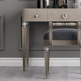 Two Piece Traditional Mirrored Vanity Set Solid Wood Dressing Table