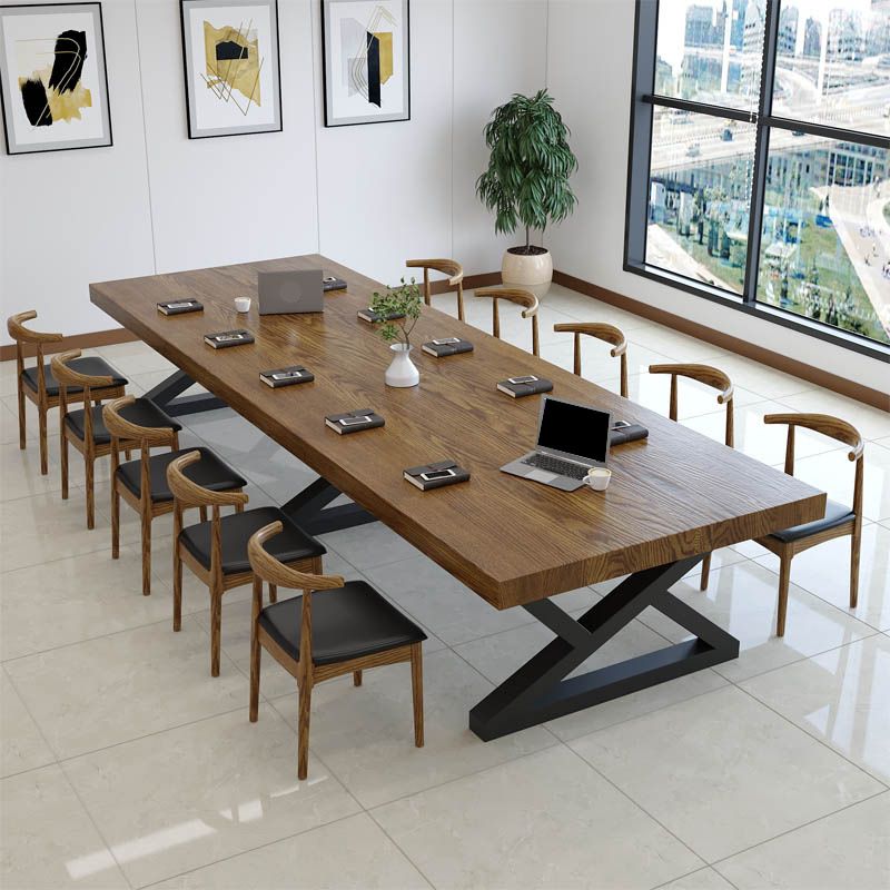 Escritorio de oficina de madera maciza industrial escritorio rectangular de escritura para el hogar en natural