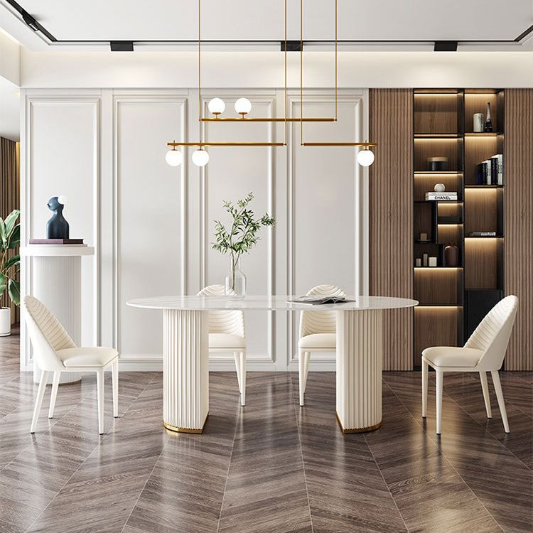 Glam 1/2/5/6/7 Pieces Dining Set Oval Sintered Stone Dining Table Set for Dining Areas Clearhalo 'Dining Room Sets' 'Dining Tables & Seating' 'dining_room_set' 'furn' 'furn_dining_room_set' 'Furniture' 'furniture_dining_room_set' 'Kitchen & Dining Furniture' 1200x1200_84a38ef0-d49c-4868-8353-6a502cd8588e