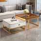 Modern 2 Nesting Glass Coffee Table Set Steel Frame Base 1 - Drawer Cocktail Table Clearhalo 'Coffee & Accent Tables' 'Coffee Tables' 'coffee_tables' 'furn' 'furn_coffee_tables' 'Furniture' 'Living Room Furniture' 1200x1200_84a39182-7ed4-495c-84b6-4e7b75f90b7e