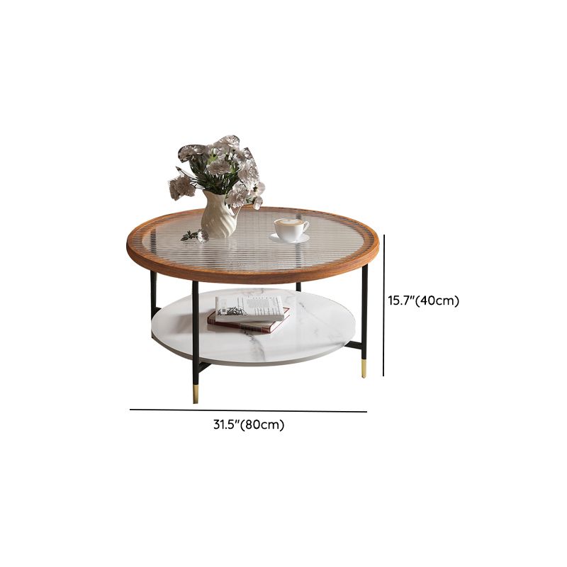Glass & Slate Round Coffee Table Set Tropical Shelf Included Cocktail Table Clearhalo 'Coffee & Accent Tables' 'Coffee Tables' 'coffee_tables' 'furn' 'furn_coffee_tables' 'Furniture' 'Living Room Furniture' 1200x1200_84a3e7bf-6a41-4db3-b745-e0cb971a114a