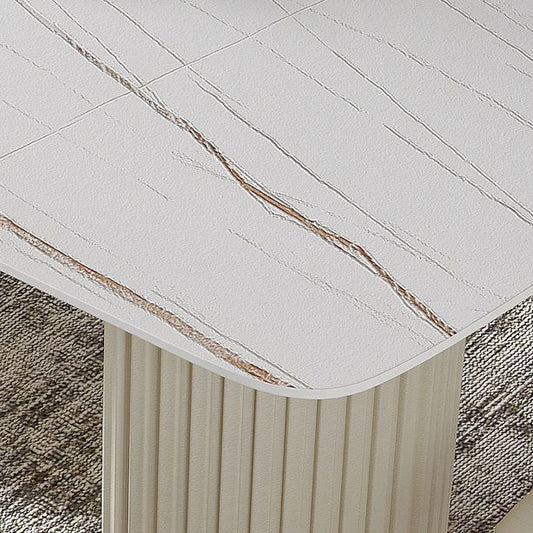 1/4/5/7 Pieces Dining Set White Sintered Stone Rectangle Table with Leather Chairs Clearhalo 'Dining Room Sets' 'Dining Tables & Seating' 'dining_room_set' 'furn' 'furn_dining_room_set' 'Furniture' 'furniture_dining_room_set' 'Kitchen & Dining Furniture' 1200x1200_84a424b2-9036-4c7f-9f0c-10ea83871c9b