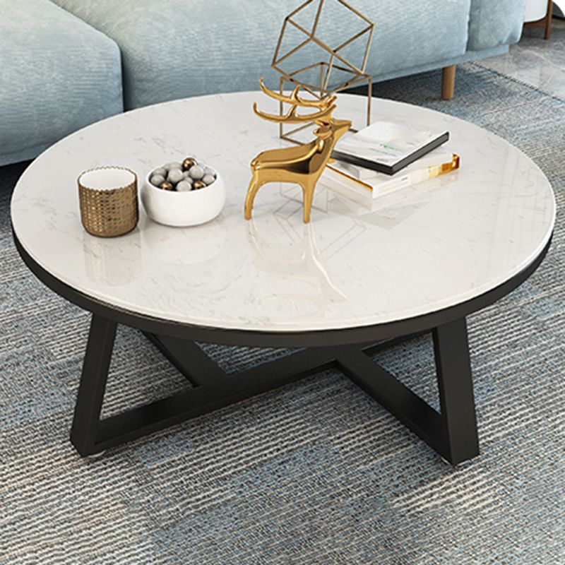 Glam Cross Legs Coffee Table Faux Marble Round Cocktail Table Clearhalo 'Coffee & Accent Tables' 'Coffee Tables' 'coffee_tables' 'furn' 'furn_coffee_tables' 'Furniture' 'Living Room Furniture' 1200x1200_84a62665-5cad-46eb-9e0d-84dc0d3688b9