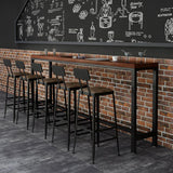 Tavolo da pranzo in legno in legno di pino tavolo da bar rettangolo industriale con base di cavalletto per caffè