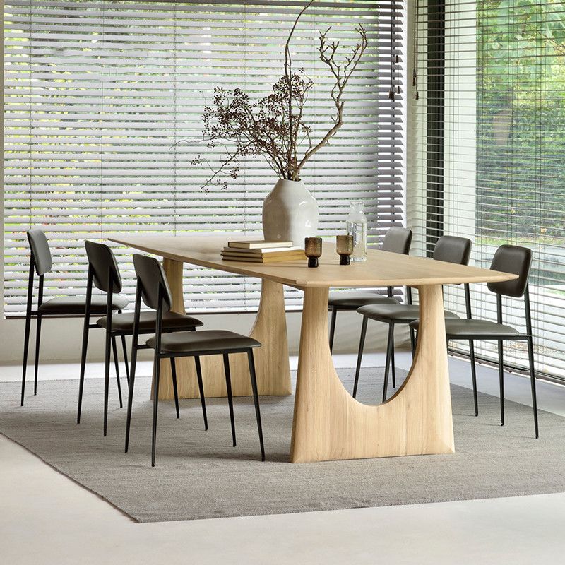 Rectangle Modern Dining Table Fixed Table with Solid Wood for Dining Room