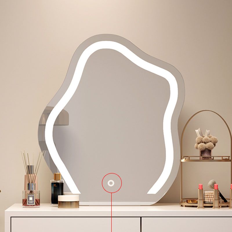 Tavolo da letto moderno a specchio illuminato tavolo da letto con set di feci