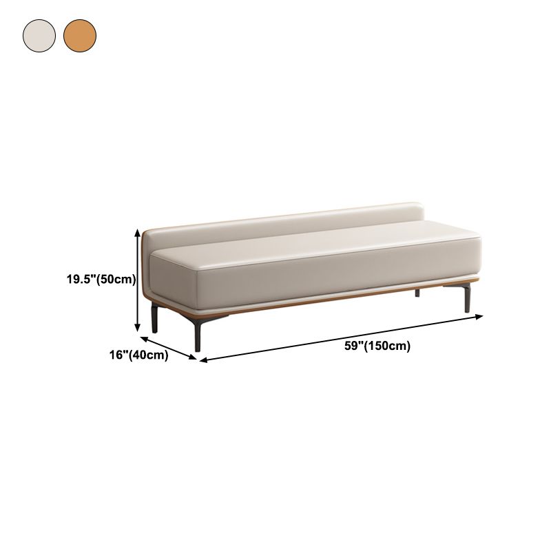 Genuine Leather Low-Back Bedroom Bench Modern 20"H Seating Bench with 4 Metal Legs Clearhalo 'Benches' 'Chairs & Seating' 'furn' 'furn_benches' 'Furniture' 'Living Room Furniture' 1200x1200_84ac8a73-e79f-4c15-8ba9-24d5d212b407